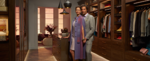 Man and Woman standing together in closet